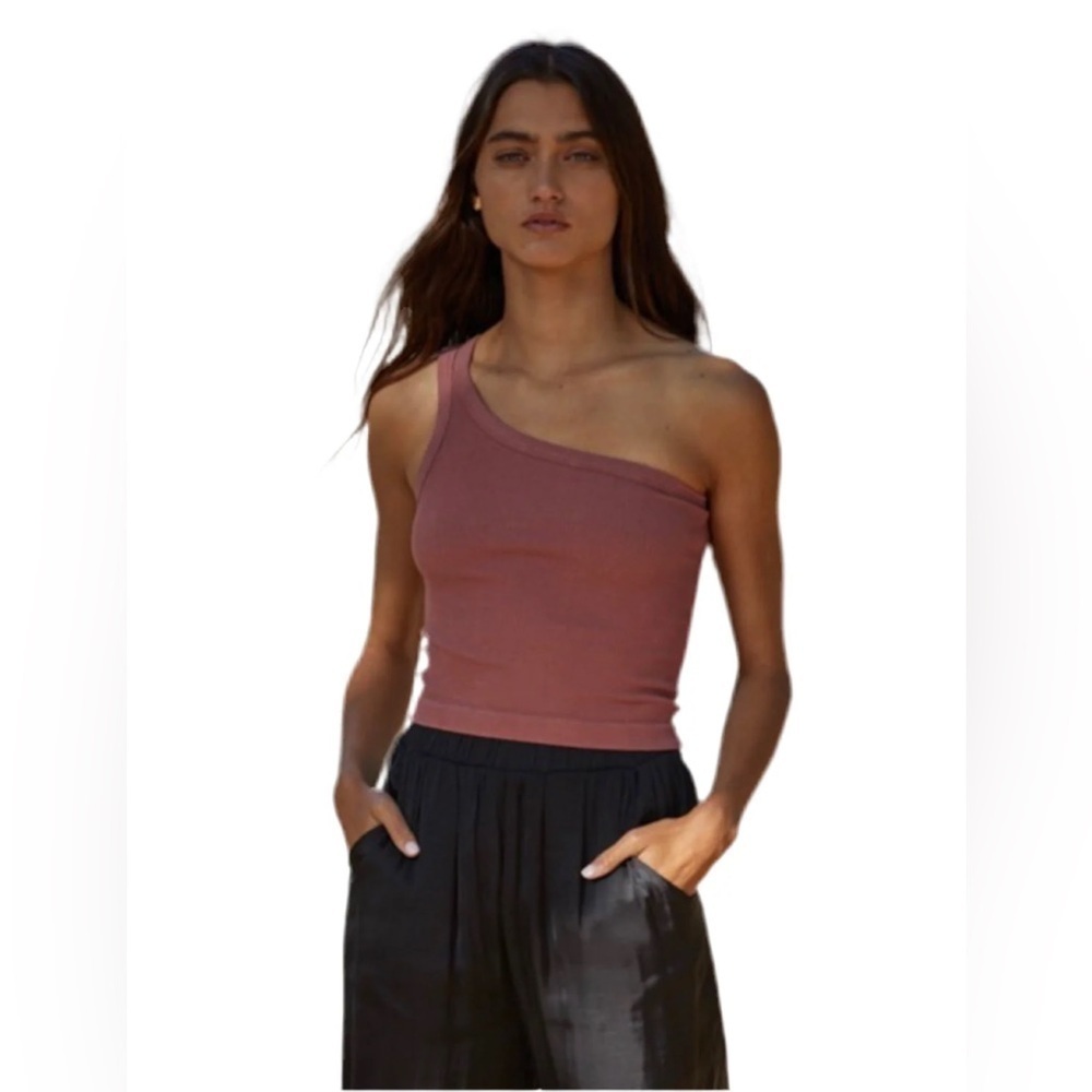 By Together One Shoulder Rib Tank NWT S/M A143